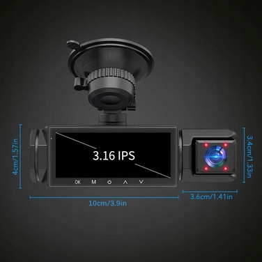 Автомобільний відеореєстратор 2в1 (передній та задній) Full HD з LCD-дисплеєм