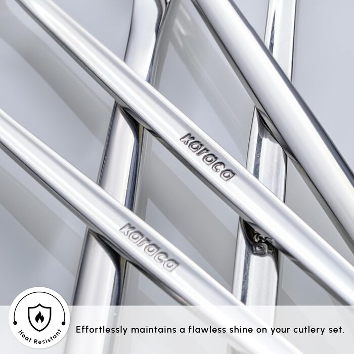 Karaca Orion Platinum 30-Piece Cutlery Set for 6 People, Stainless Steel, 6 Dinner Knives, 6 Soup Spoons, 6 Dinner Forks, 6 Dessert Forks, 6 Teaspoons, Modern Design