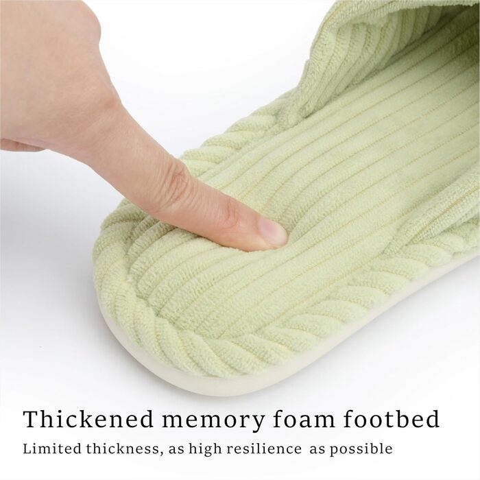 Домашні тапочки Chantomoo для жінок з меморі-піною, для дому, спальні, ванної кімнати, відкриті пальці, шнуровий велюр, неслизькі, зручні (37/38 EU, Зелений)