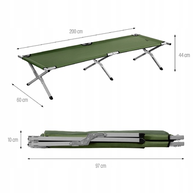Польове ліжко Nils Camp, 200 x 60 см, зелене