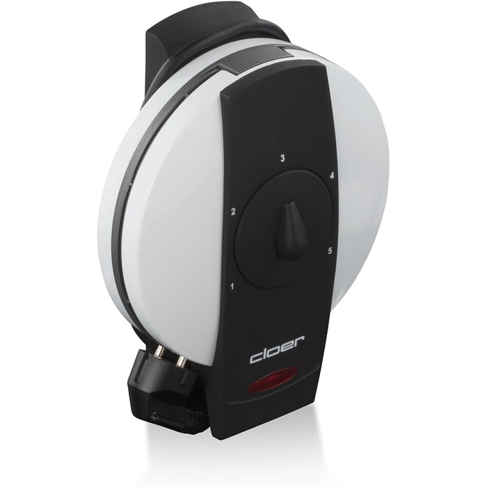 Вафельниця Cloer 1621 для класичних вафель у формі серця, 930 Вт, розмір вафелі 15,5 см, регульований ступінь прожарювання, білий колір, метал, одноразова