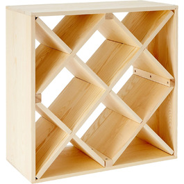 Zeller 13170 Wine Rack, Natural Wood, Cross Design, approx. 52 x 25 x 52 cm, Natural (12)