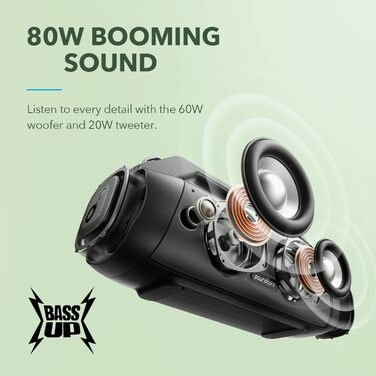 Anker Soundcore Motion Boom Plus: Портативна Bluetooth колонка 80 Вт, IP67, 20 годин, з налаштуваннями еквалайзера (Відновлено)