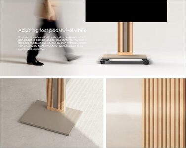 Підставка для телевізора FITUEYES Zen серії, сірого кольору, з натурального буку, поворотна, регульована по висоті, для телевізорів 32-65 дюймів