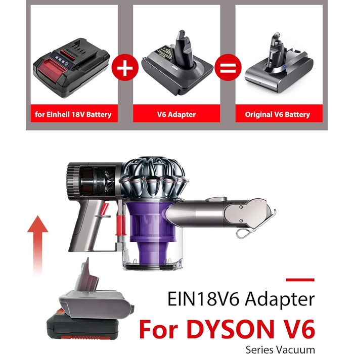 Адаптер Dyson V7 V8 для акумулятора Makita 18V Li-Ion до пилососів Dyson V7 V8 Animal Fluffy Motorhead, EIN18V6