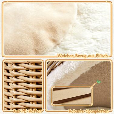 Дерево для котів Yaheetech з ротангу, 91 см, для великих котів до 10 кг, з печерею та платформами, бежевий