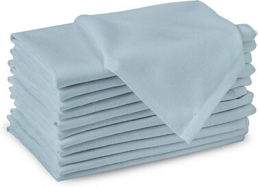 Encasa XO Cotton Fabric Napkins | Set of 12 | Size 43x43 cm | Solid Ice Blue | Machine Washable