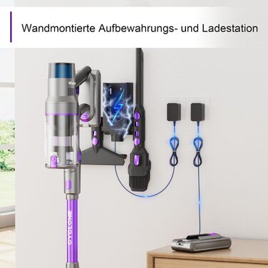 Бездротовий пилосос Vistefly V15s Max з акумулятором, 55000Pa, 75 хвилин роботи, 580W, сенсорний екран, 8 в 1, автоматичне розпізнавання пилу, для шерсті тварин, твердих поверхонь та килимів