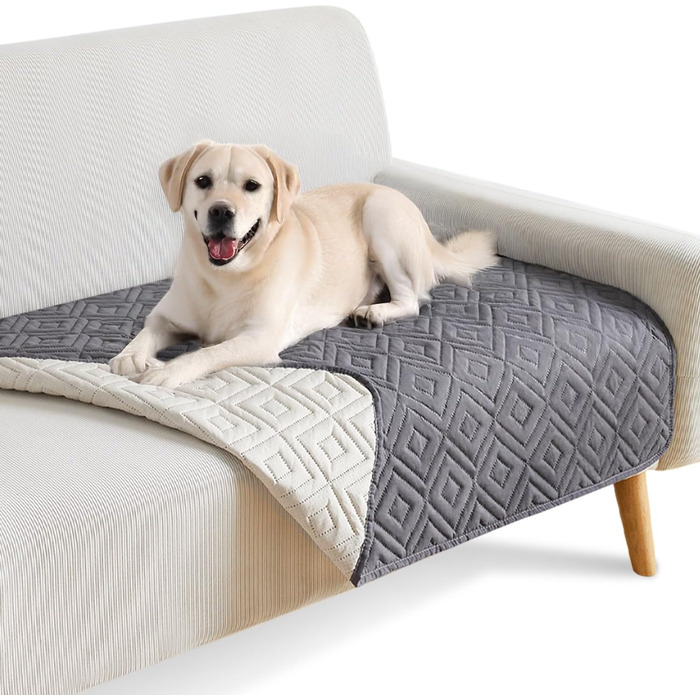 Водонепроникний килимок для собак, антиковзкий та пральний, ковдра для домашніх тварин для собак та котів, захисна ковдра для дивану від шерсті та подряпин, ідеально підходить для дивану, ліжка, автокрісла (Сірий, 97×190 см)