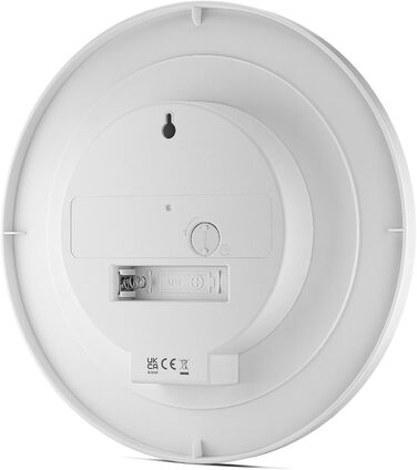 Braun Classic analog wall clock with a quiet quartz movement, easy-to-read dial with a 20 cm diameter in white, model BC06W.