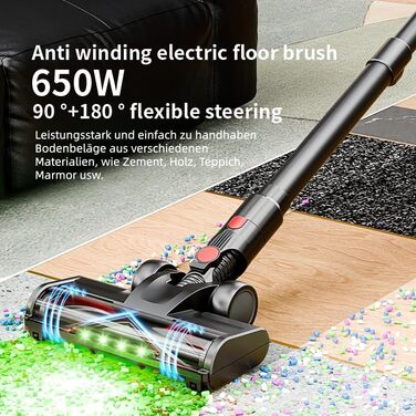 Bergexpertе Orizom: Бездротовий пилосос з автоматичним визначенням забруднення, 60 хв роботи, для килимів, твердих підлог та шерсті тварин, 550 Вт (фіолетовий)