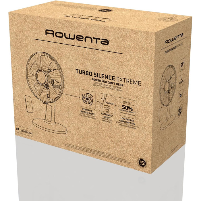 Вентилятор Rowenta Turbo Silence Extreme+ - тихий, потужний, 4 швидкості, автоматичне гойдання, білий, VU2731