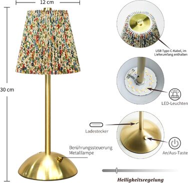 Світлодіодний настільний світильник бездротовий з димером, 3 режими кольору, акумуляторна лампа на стіл Kunterbunt B (2 шт.) для спальні, ресторану, читання