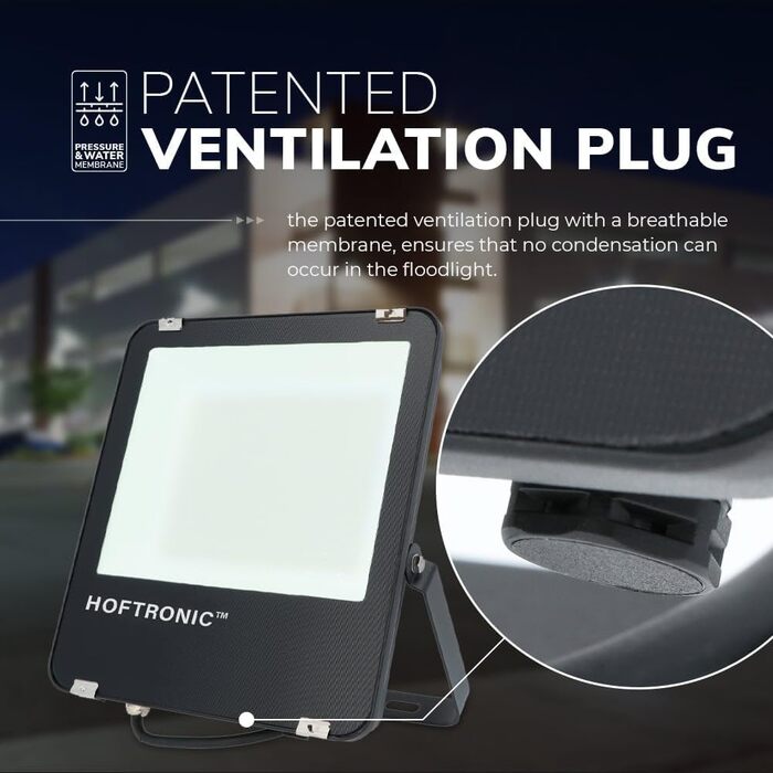 HOFTRONIC - LED Floodlight Outdoor 200W 32000 Lumens 160lm/W Neutral White Outdoor Floodlight Super Bright Outdoor Spotlight IP65 Spotlight 5 Year Warranty (100 Watt, 6400k)