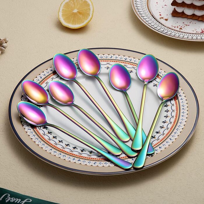 Набір ложок HOMQUEN: кавові, для коктейлів, чайні, з нержавіючої сталі, 8 шт. (сріблясті)