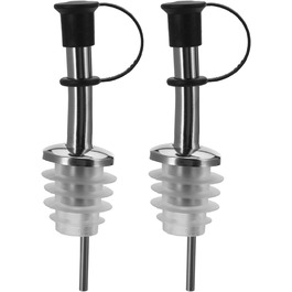 Виливаючі насадки Westmark 2 для пляшок з алкоголем, олією, оцтом, з петлею, з повітряною трубкою, метал/нержавіюча сталь, натуральна пробка, Inox Standard, сріблясті, 2 шт.