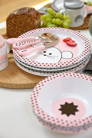 Набір дитячого посуду LÄSSIG 3 шт. (ложка, виделка, ніж) з нержавіючої сталі та пластикової ручки (Мишенята Little Chums)