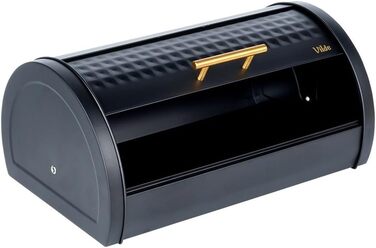 Металева хлібниця Vilde - чорна, 38 x 25 x 18 см