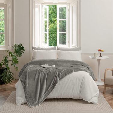 Плед Sherpa для дивана: теплий, м'який, 130x150 см (сірий)