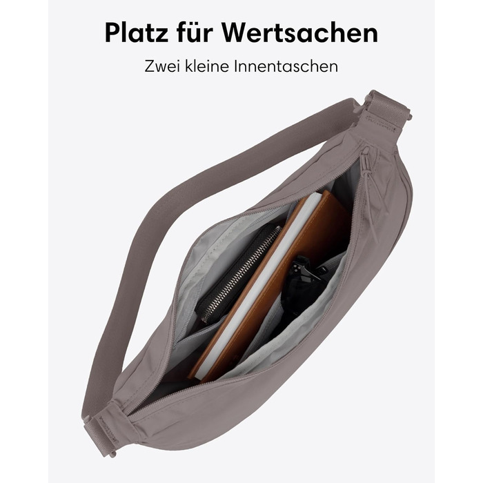 Сумка через плече LARKSON Solveig Medium бежева (Taupe) - Містка напівмісяць, водонепроникна, 6.5 л