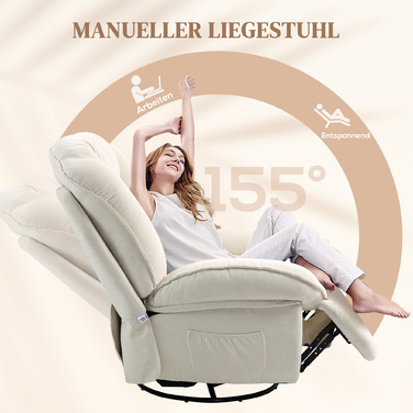 HOMCOM Reclining TV Chair with Swivel Function, Rocker Function, 360° Swivel TV Chair with Pocket Spring, Footrest and Side Pocket | Aosom
