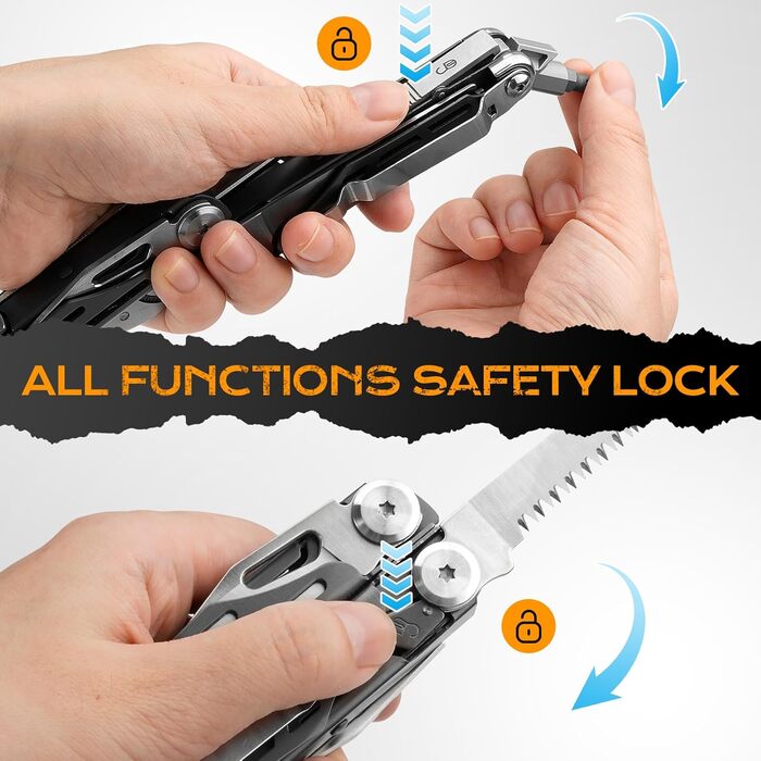 Мультитул BIBURY 19 в 1 з нержавіючої сталі: мультиінструмент з плоскогубцями, ножем, ножицями, викрутками. Ідеальний подарунок для чоловіків для відпочинку на природі, кемпінгу та ремонту.