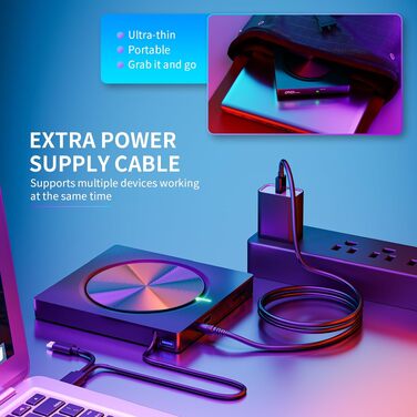 Зовнішній CD/DVD привід USB 3.0 та USB-C, оптичний накопичувач CD/DVD +/-RW ROM для ноутбука, ПК, MacBook, iMac (Windows, MacOS, Linux)