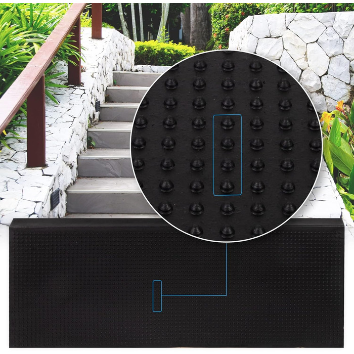 Rubber Threshold Ramps - Non-Slip Transition Mats for Indoor/Outdoor Use - 5 Piece Set - Various Designs - 25x75cm (Santiago)