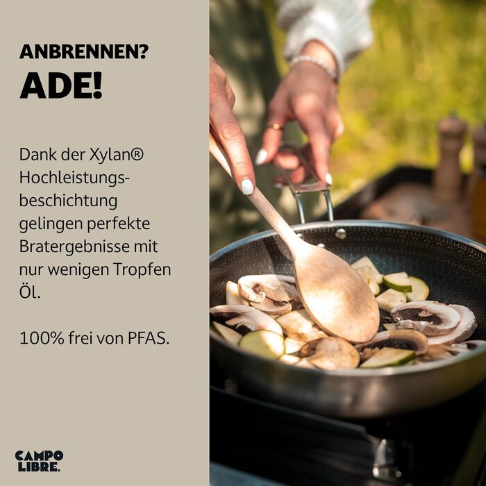 Набір посуду для кемпінгу Campo Libre Enzo I з нержавіючої сталі (6 або 8 предметів) | Індукційний посуд для кемпінгу | Посуд для приготування їжі на відкритому повітрі | Каструля, сковорода 24 см