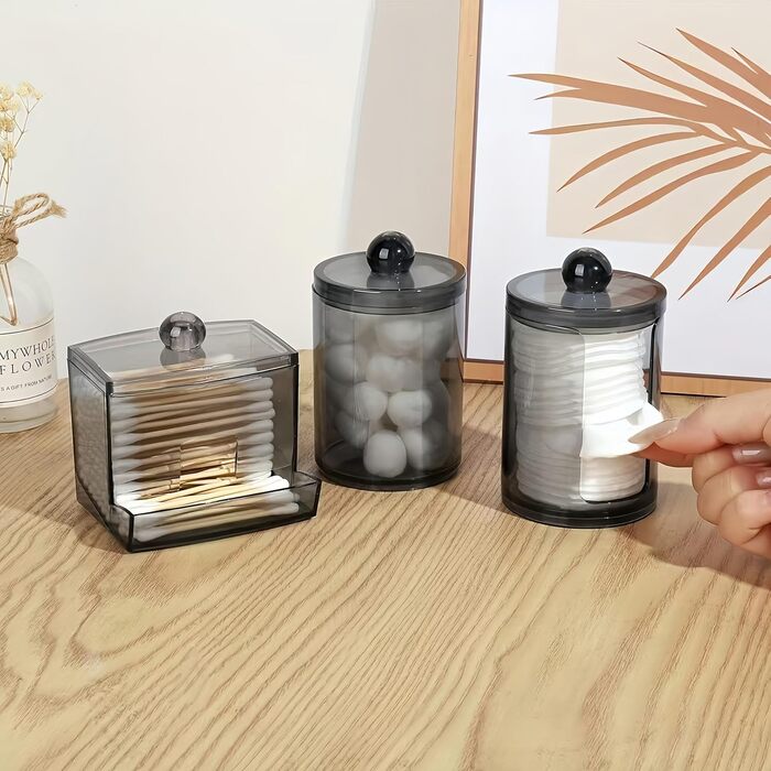 Організатор для ватних дисків та паличок PUTOAHAO (3 шт.) - Чорний