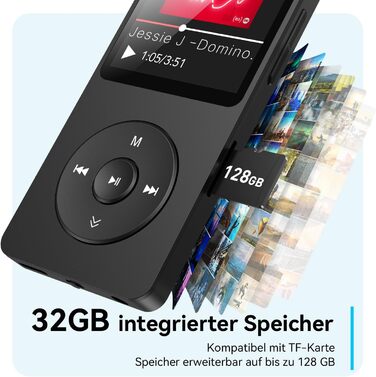 MP3 плеєр AGPTEK 32GB Bluetooth 5.3, 1.8