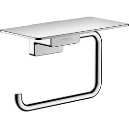 Hansgrohe AddStoris Toilet Paper Holder with Shelf - Wall Mounted Tissue Holder, Chrome Bathroom Accessory (41772000)