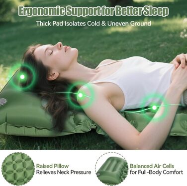 Isomatte самонадувна туристична, килимок для кемпінгу з помпою та подушкою, з'єднувана, водонепроникна, для відпочинку на природі