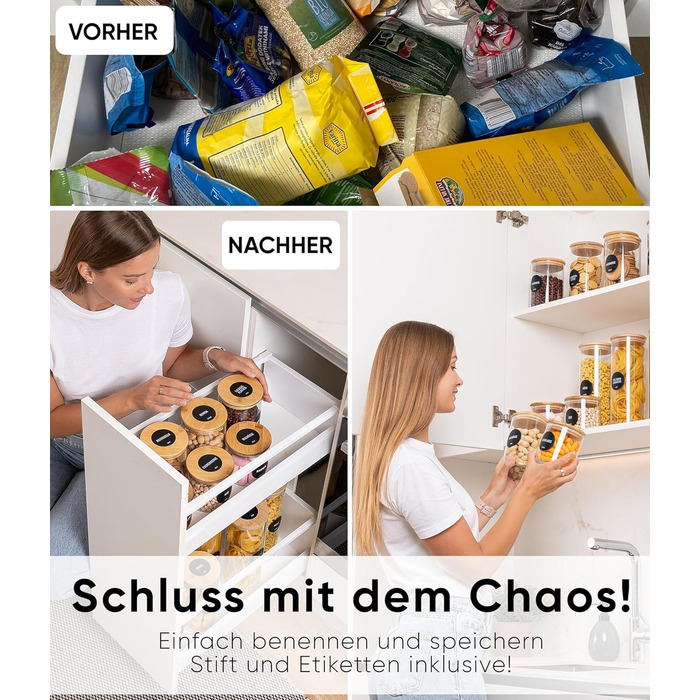 Набір контейнерів для зберігання Deco haus® 2 шт. 1.3л (з етикетками) - для кави, цукру, борошна, мюслі