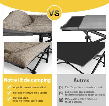 Складне кемпінгове ліжко ATORPOK для дорослих, міцне, до 250 кг, для відпочинку на природі, кемпінгу, подорожей, дому (Хакі)