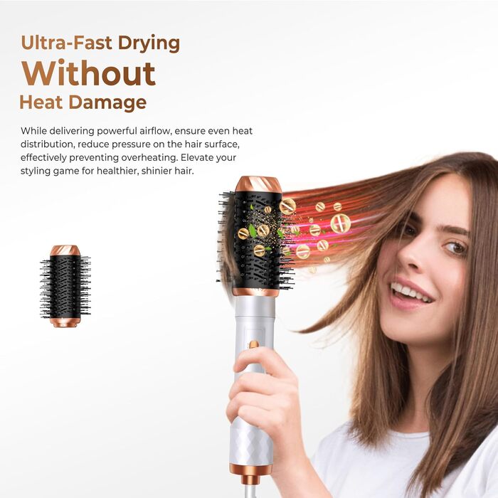 Мультистайлер для волосся 6 в 1: фен, плойка, щітка, дифузор, 1000W (білий/сірий)