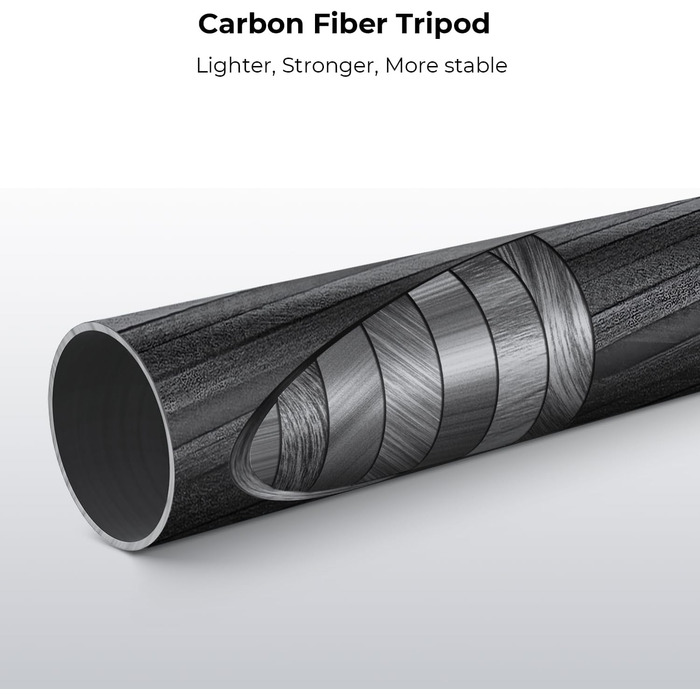 Штатив K&F Concept 172см з вуглецевого волокна, D255C4(SA255C1) - компактний штатив для камери/телефону, легкий трипод з функцією монопода, 1/4” гвинт, туристичний штатив з кульковою головкою 360° для DSLR, до 10кг