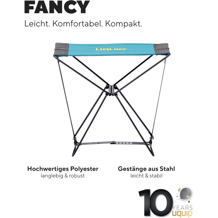 Складний туристичний стілець Uquip Falthocker Fancy Petrol - міцний, компактний, для кемпінгу, відпочинку та подорожей. Максимальне навантаження: 100 кг.