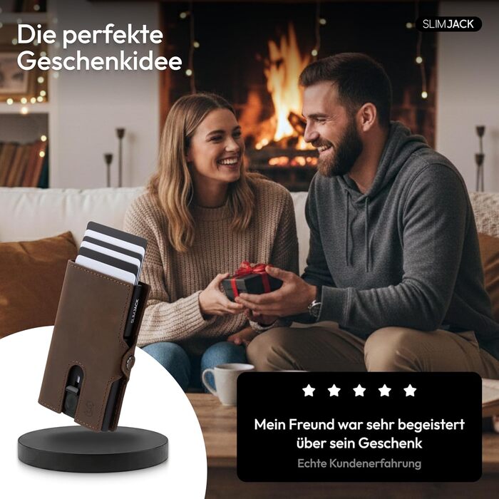 Slimjack Смарт-гаманець з відділенням для монет RFID захистом - чоловічий алюмінієвий картхолдер для карт та монет, темно-коричневий