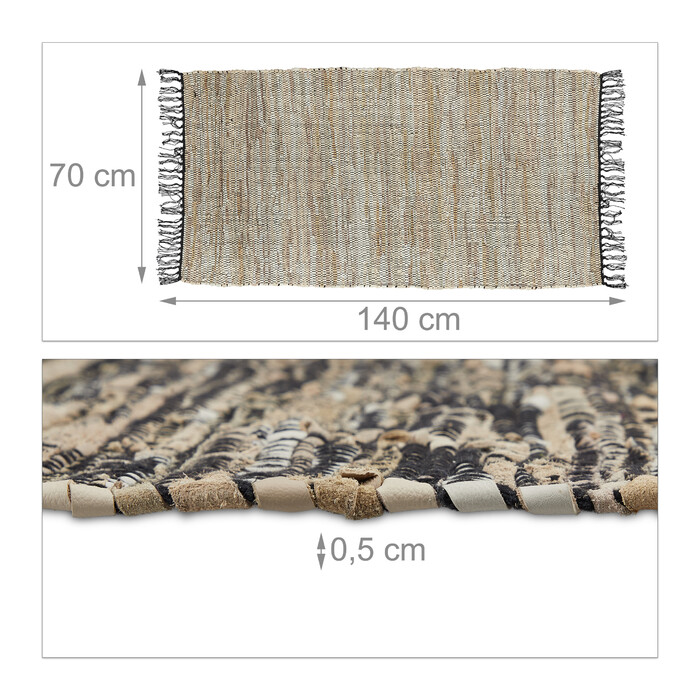 Relaxdays Leather and Cotton Patchwork Rug