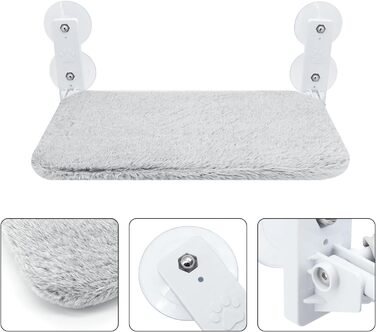 Кріплення для кота на вікно, гамак з 4 присосками, міцний каркас, дихаюча сітка (Сірий, 45 x 30 см)