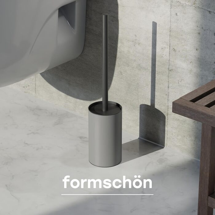 Силіконова щітка для унітазу SAVEGA з нержавіючої сталі та захистом від бризок - сірий колір