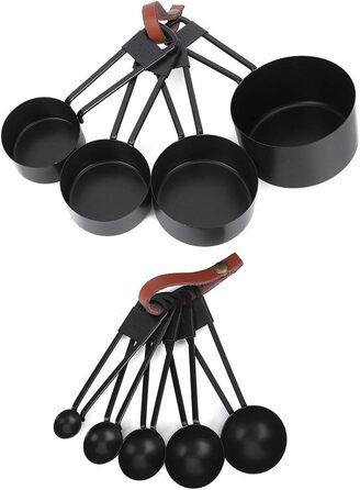 9-Piece Black Measuring Cup Set, Coffee Spoon with Scale for Kitchen and Cooking Utensils, Measuring Cups, Measuring Spoons, and Measuring Cups. Measuring Cups, Measuring Cups (black)