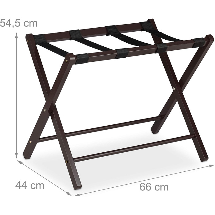 Relaxdays Folding Suit Stand, Wooden Luggage Rack, HBT: 54.5 x 66 x 44 cm, Suitcase Stool for Hotel & Home, (Brown)