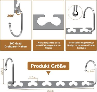 Плечики для одягу Sindax, 6 шт. - економія місця, неслизькі, для штанів, джинсів, костюмів та суконь