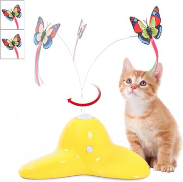 18 PCS Interactive Automatic Butterfly Cat Toy with Kitten Play Balls for House Cats Adults - 18 Pack Gift (yellow)