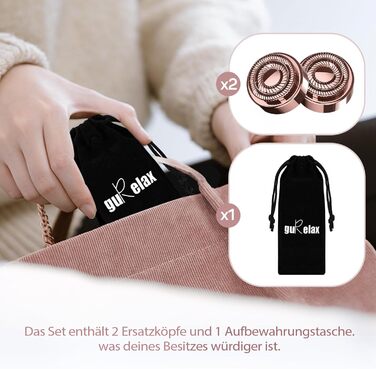 Епілятор для обличчя Rosenblüte для жінок, безболісний, акумуляторний, з 2 змінними головками