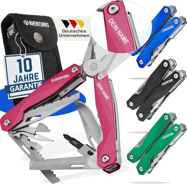 AVENTURIS® Multitool. Great multi-function tool as bicycle accessory or outdoor gear, a multitool tool as men's gifts or Leatherman multitool green (Personalized, Pink)
