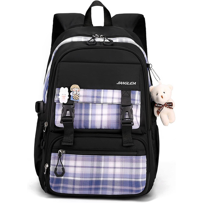 Шкільний рюкзак FANDARE: водонепроникний, з плюшевим брелоком, для чоловіків та жінок, підходить для школи, подорожей та відпочинку