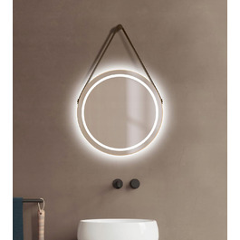 Кругле дзеркало у ванну кімнату з LED-підсвіткою Talos CORVIA Shine, матове золото